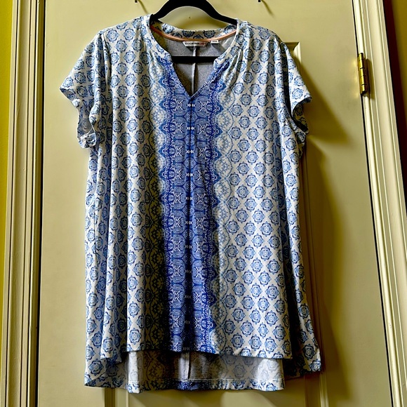 Issac Mizrahi Live! Blue and White Womens Top - Picture 5 of 8